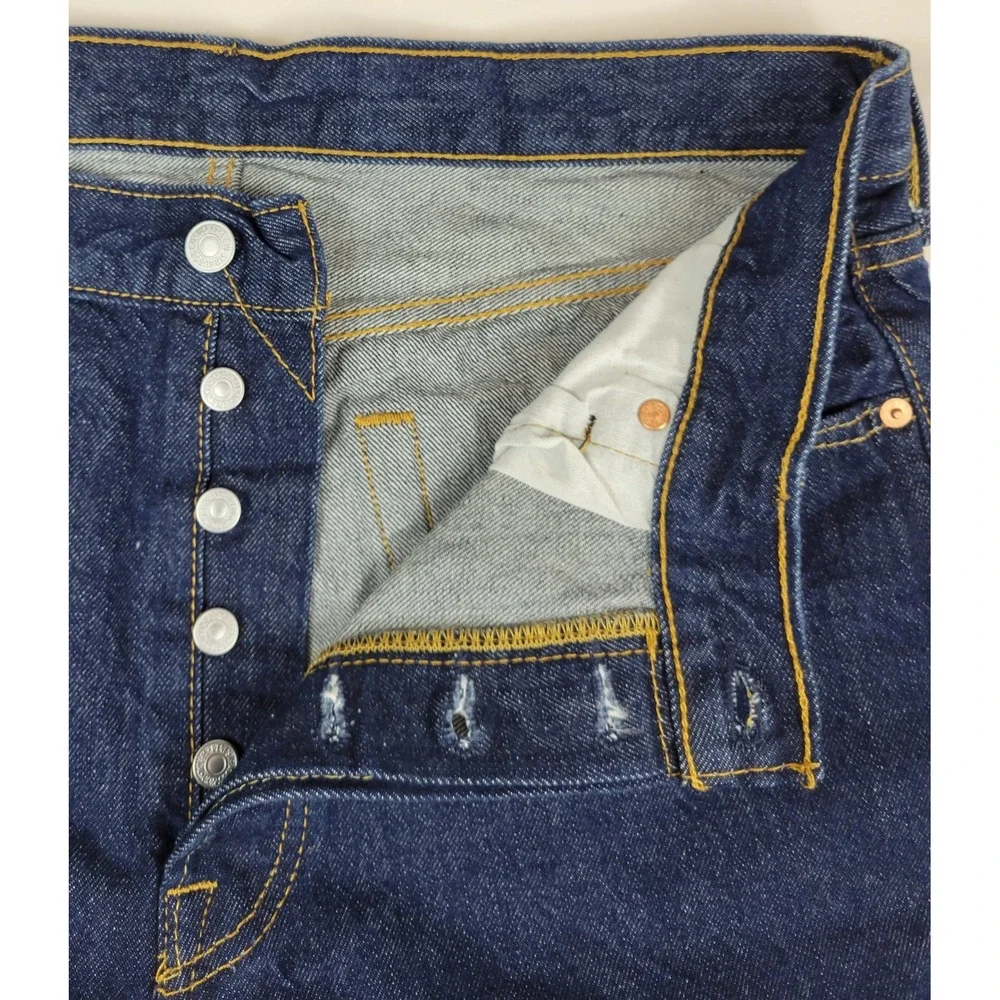 Levis 501 Original Fit Jeans Mens 34x29 Dark Wash Indigo Button Fly 00501-0115